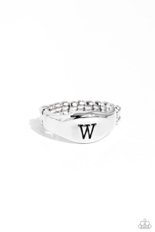 Monogram Memento - Silver - W - Paparazzi Ring Image