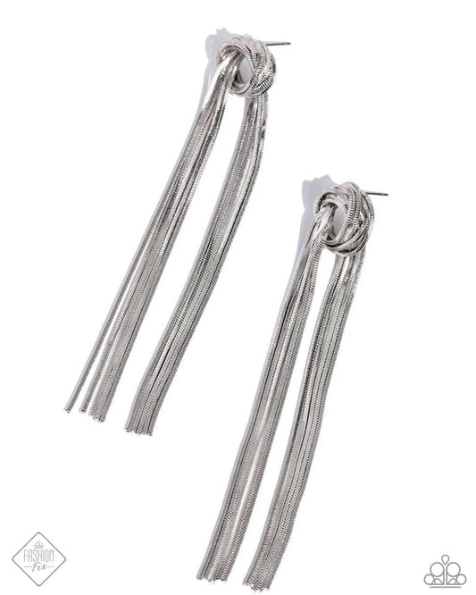 All STRANDS On Deck - Silver - Paparazzi Earring Image