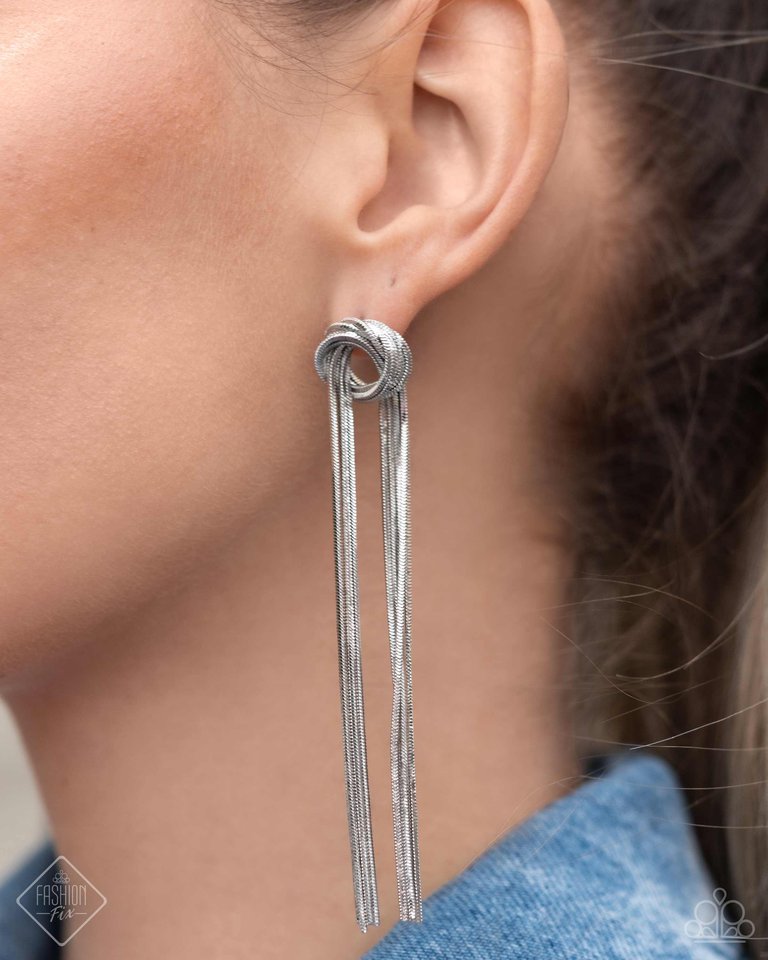 All STRANDS On Deck - Silver - Paparazzi Earring Image