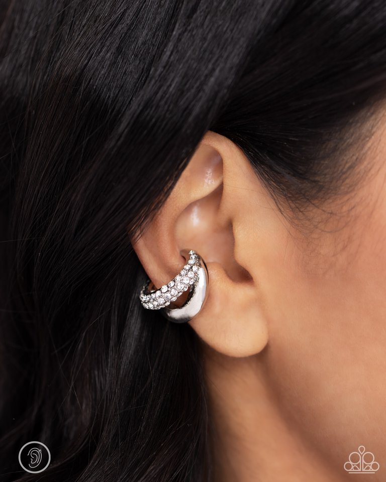 Sizzling Spotlight - White - Paparazzi Earring Image