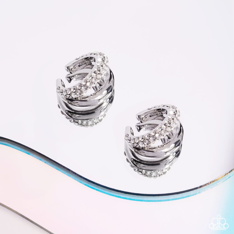 Sizzling Spotlight - White - Paparazzi Earring Image