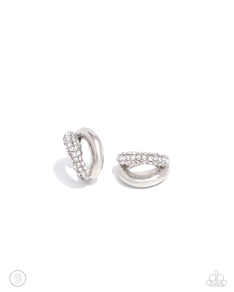 Sizzling Spotlight - White - Paparazzi Earring Image