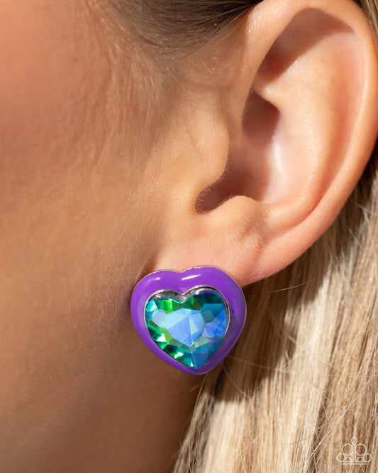 Heartfelt Haute - Purple - Paparazzi Earring Image