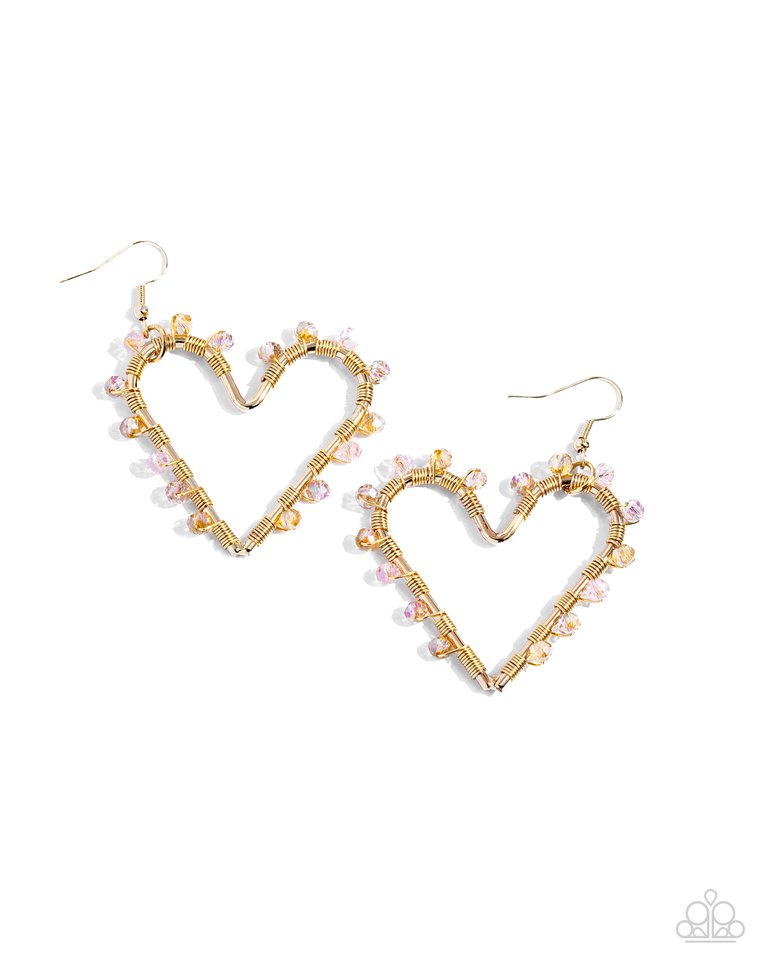 HEART of Your World - Gold - Paparazzi Earring Image