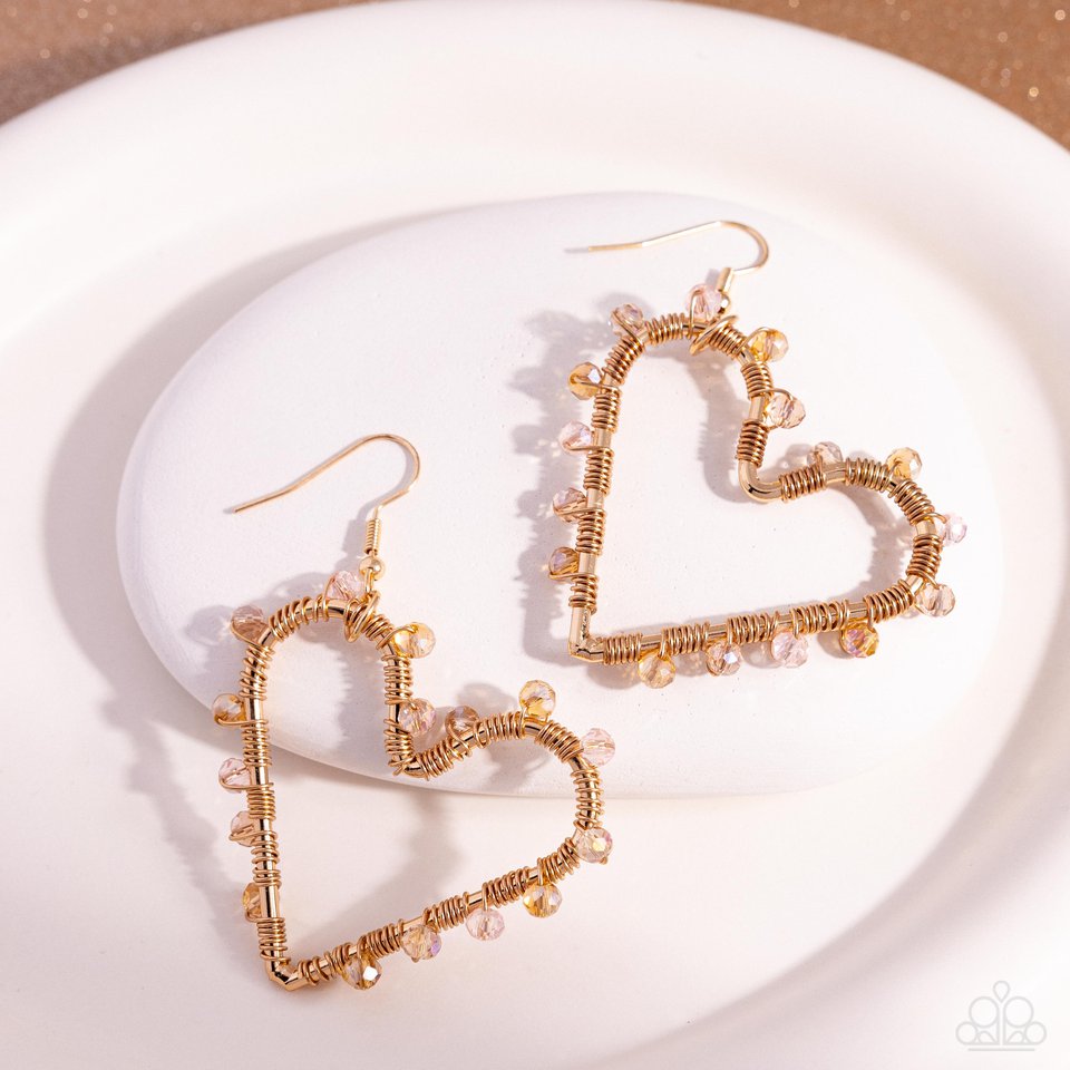 HEART of Your World - Gold - Paparazzi Earring Image