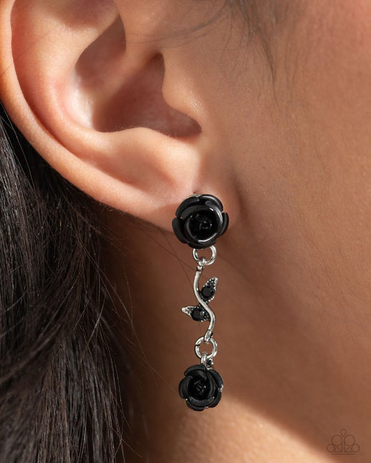 Led by the ROSE - Black - Paparazzi Earring Image