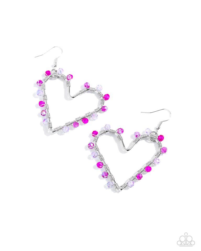 HEART of Your World - Pink - Paparazzi Earring Image