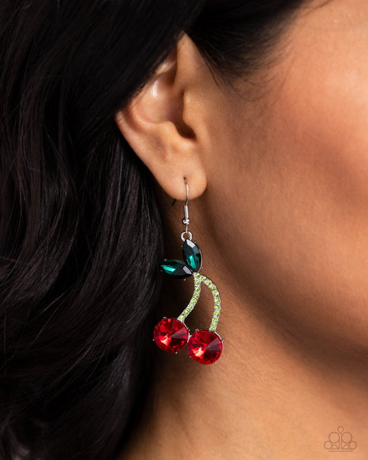 Cherry Cameo - Red - Paparazzi Earring Image