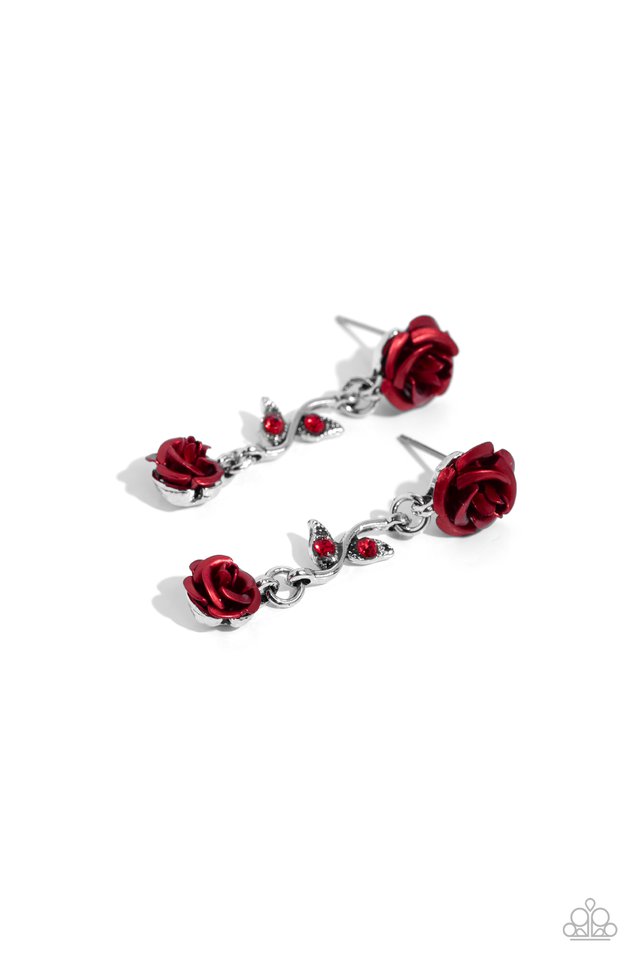 Led by the ROSE - Red - Paparazzi Earring Image