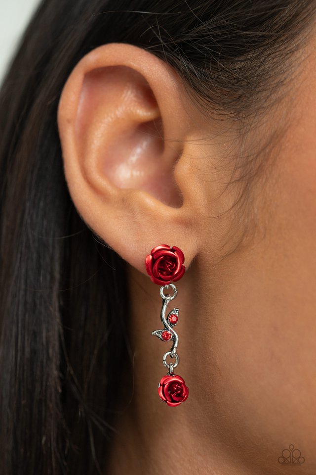 Led by the ROSE - Red - Paparazzi Earring Image