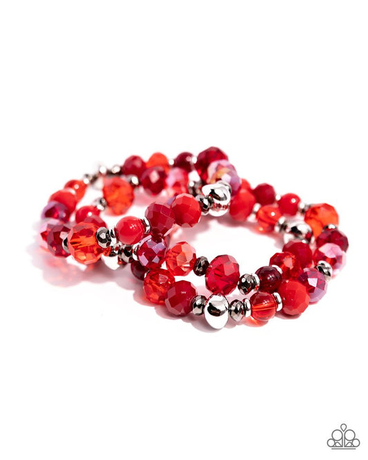 Stack of GLASS - Red - Paparazzi Bracelet Image