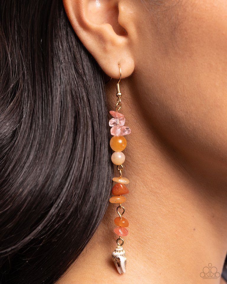 Game of STONES - Orange - Paparazzi Earring Image