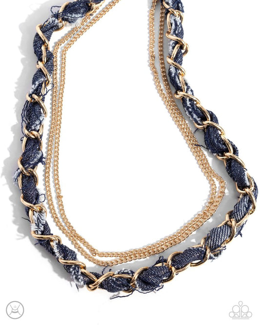 Denim Danger - Gold - Paparazzi Necklace Image