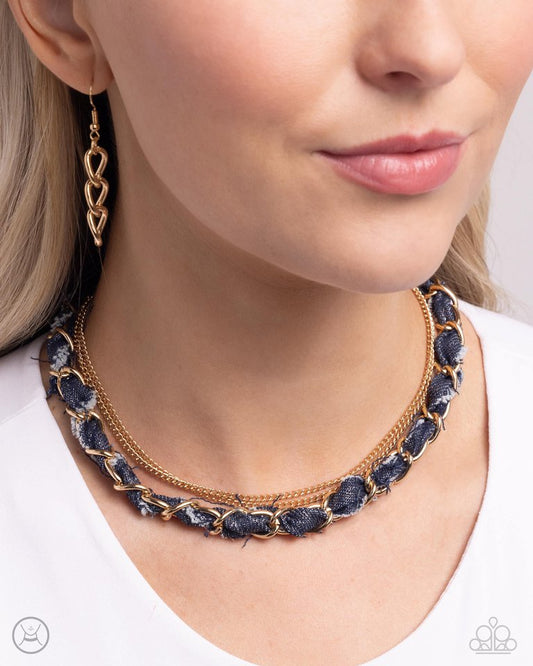 Denim Danger - Gold - Paparazzi Necklace Image