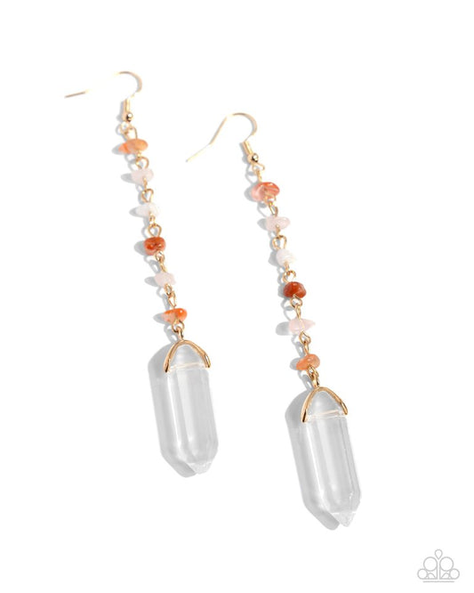 Quartz Qualification - Orange - Paparazzi Earring Image