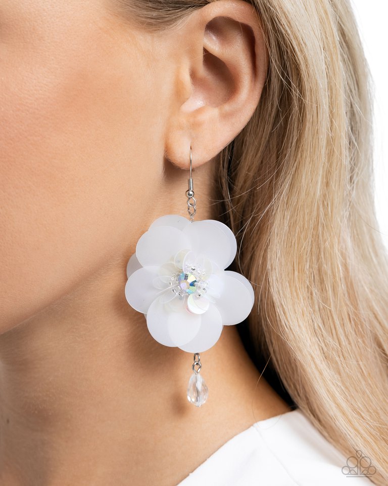 Oversized Opulence - White - Paparazzi Earring Image