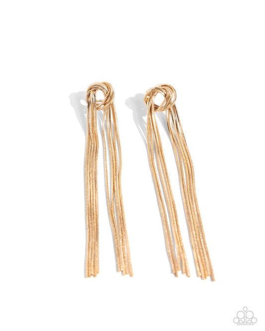 All STRANDS On Deck - Gold - Paparazzi Earring Image