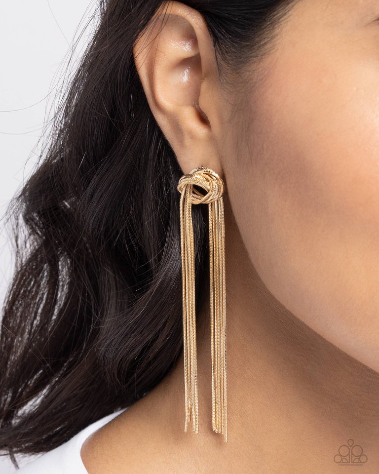 All STRANDS On Deck - Gold - Paparazzi Earring Image