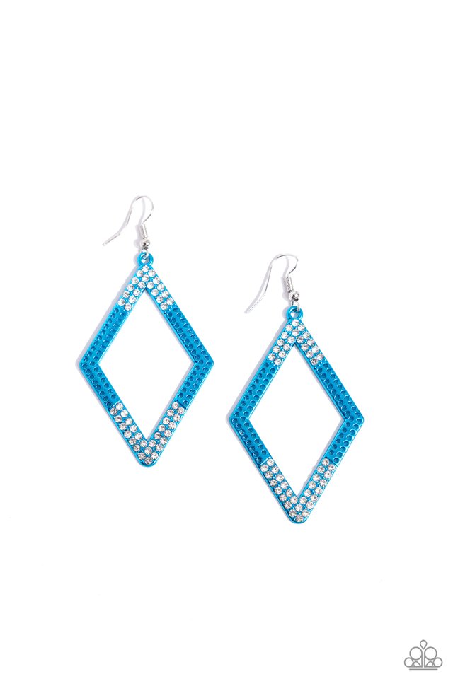 Eloquently Edgy - Blue - Paparazzi Earring Image