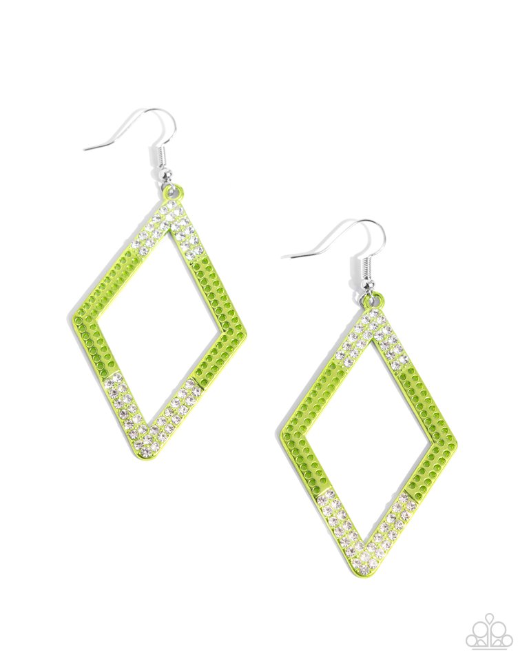 Eloquently Edgy - Green - Paparazzi Earring Image