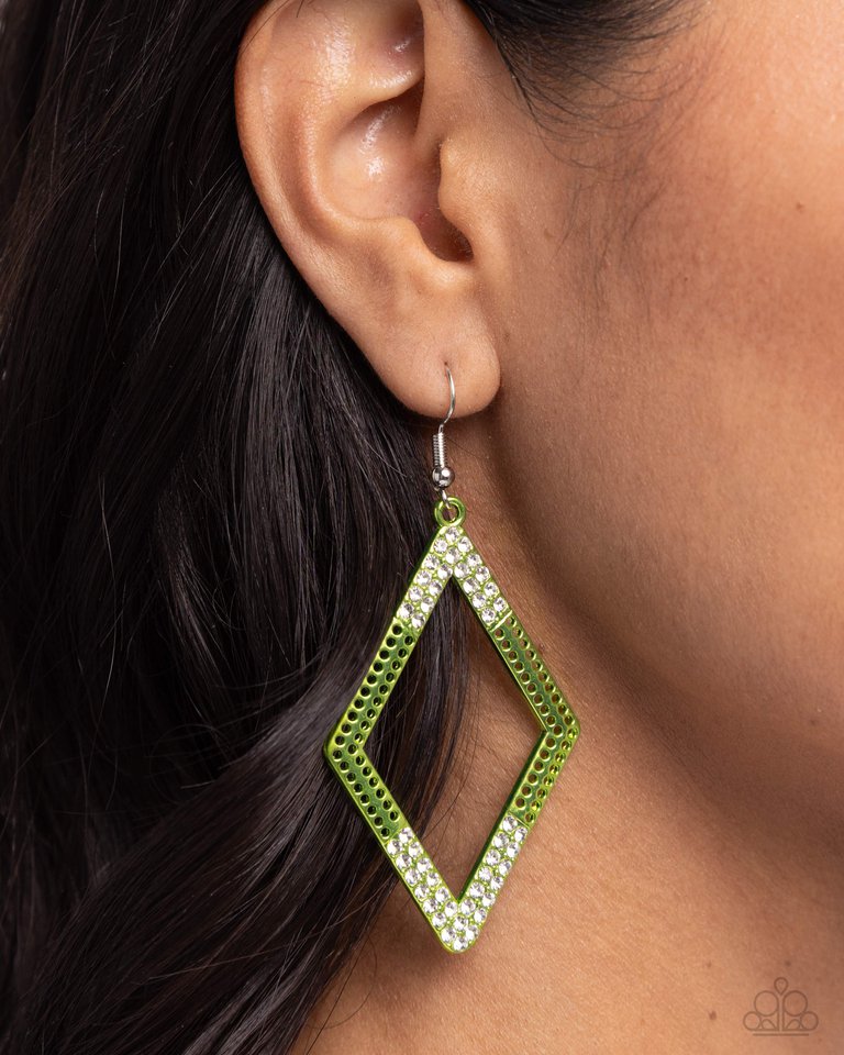 Eloquently Edgy - Green - Paparazzi Earring Image