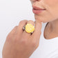 Top-SHELL Shine - Yellow - Paparazzi Ring Image