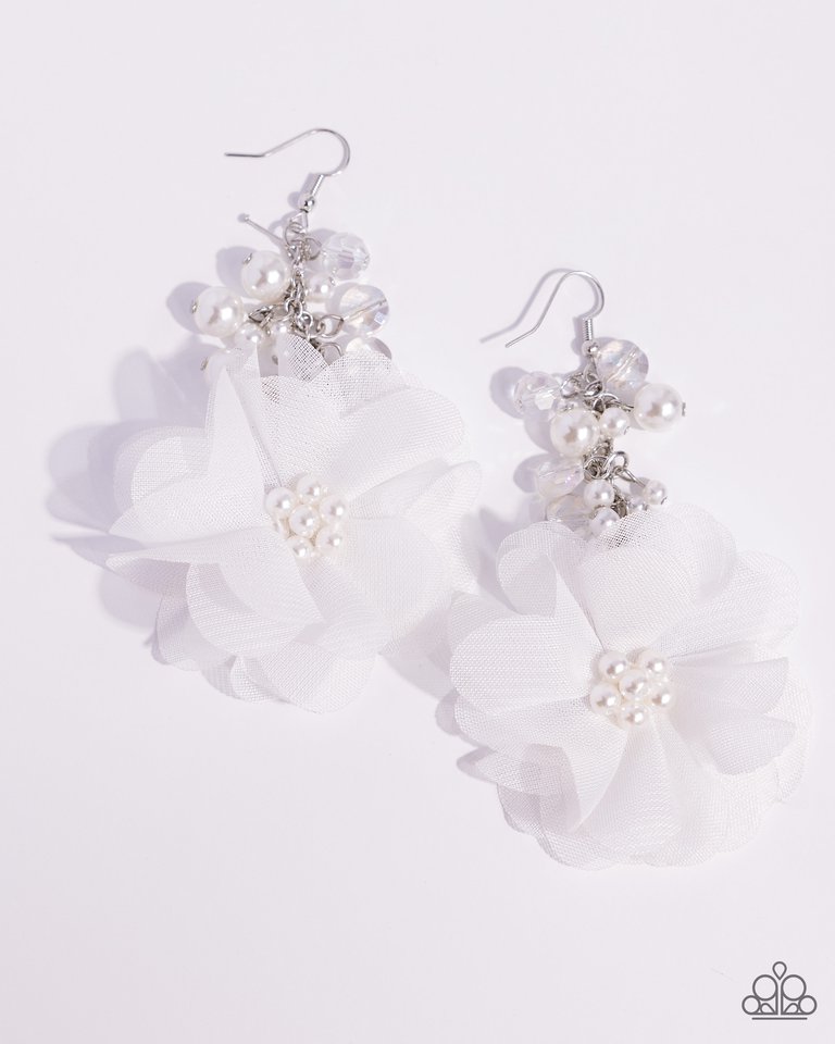 Fashionable Flower Girl - White - Paparazzi Earring Image