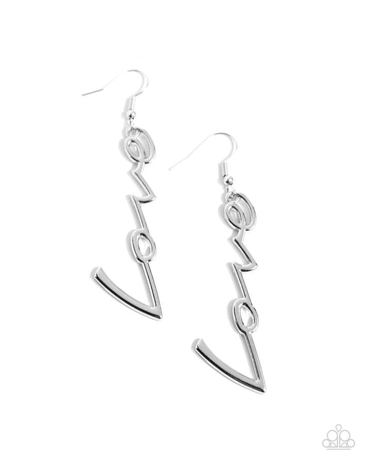 Light-Catching Letters - Silver - Paparazzi Earring Image