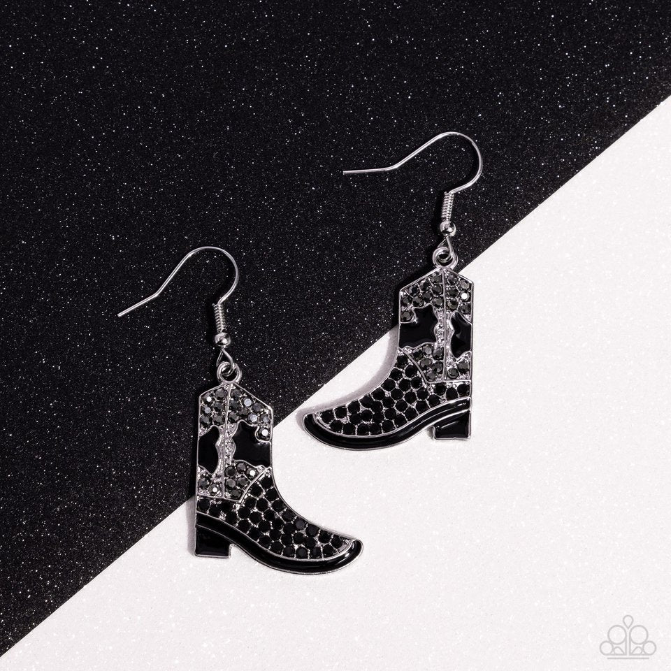 Boot Scootin Bling - Black - Paparazzi Earring Image