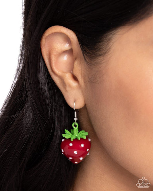 Strawberry Sentiment - Red - Paparazzi Earring Image