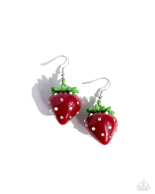 Strawberry Sentiment - Red - Paparazzi Earring Image