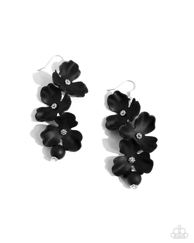 Plentiful Petals - Black - Paparazzi Earring Image