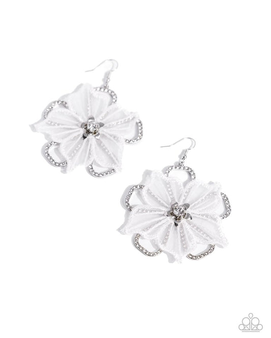 Refined Recognition - White - Paparazzi Earring Image