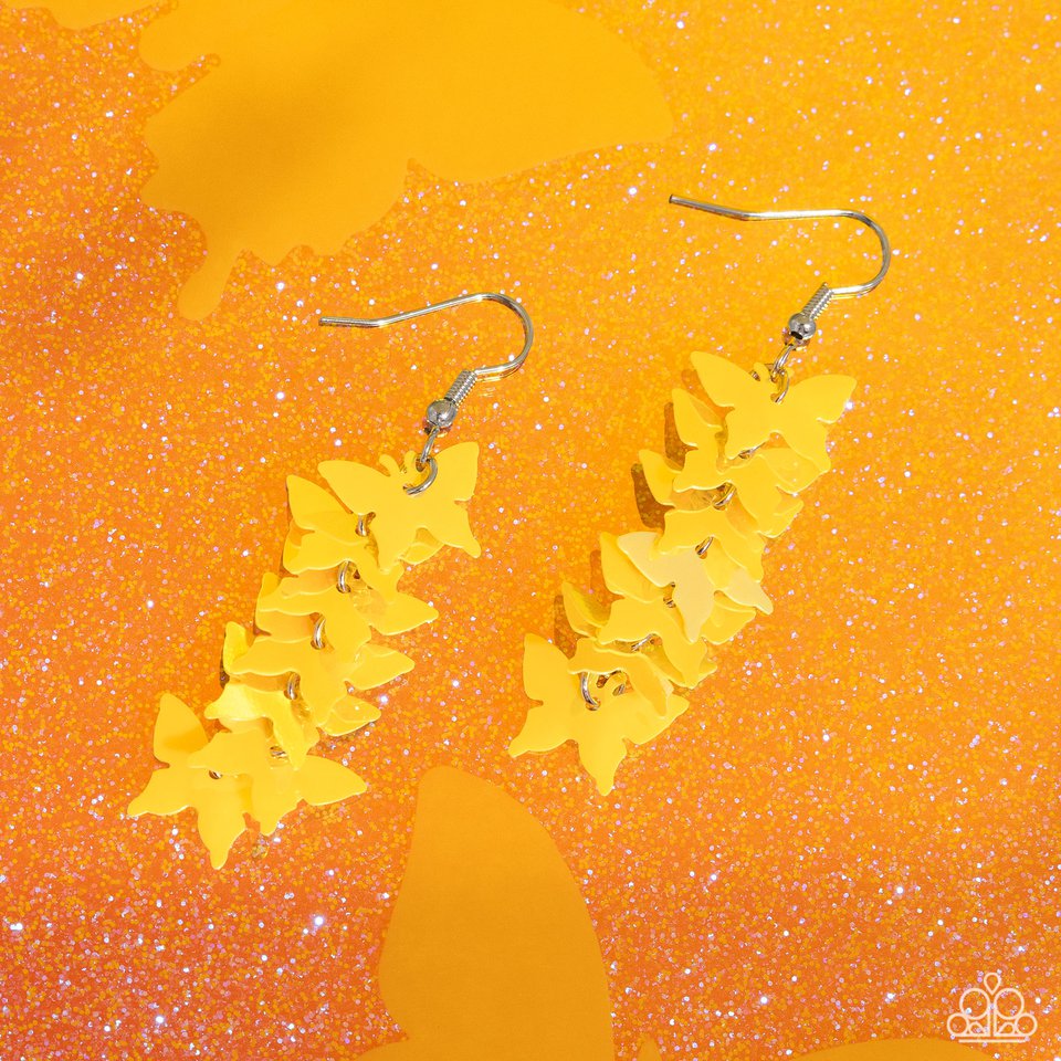Aerial Ambiance - Yellow - Paparazzi Earring Image