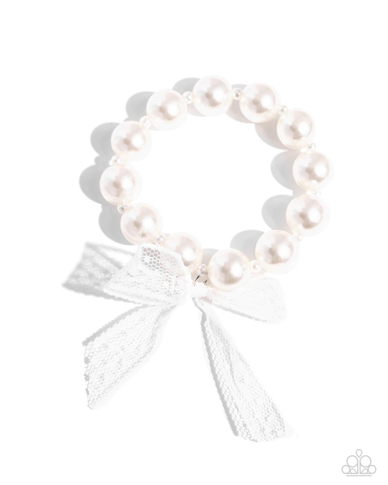 Girly Glam - White - Paparazzi Bracelet Image