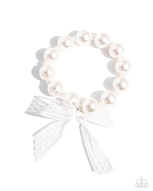 Girly Glam - White - Paparazzi Bracelet Image