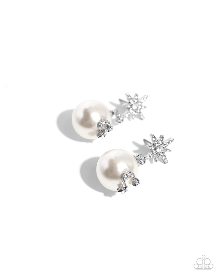 Cosmic Character - White - Paparazzi Earring Image