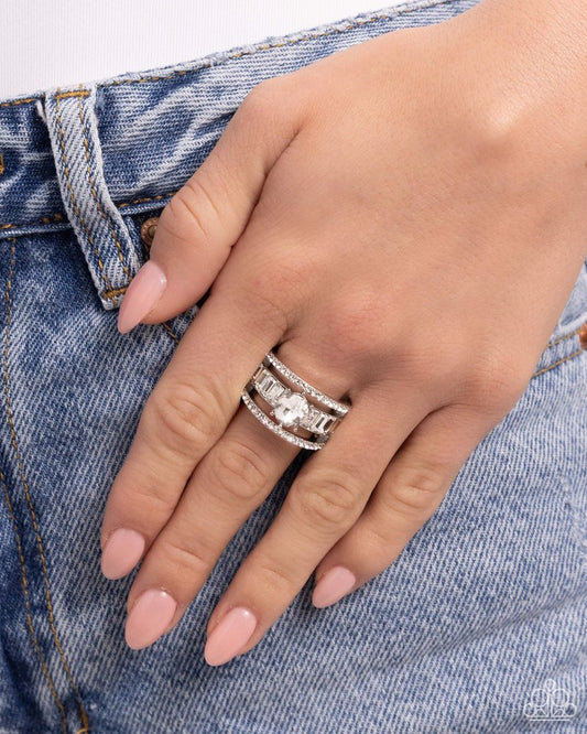 Dramatic Decadence - White - Paparazzi Ring Image