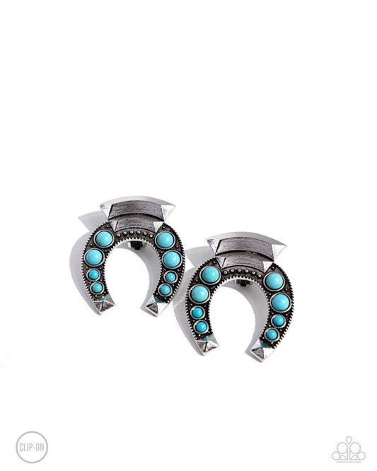 Harmonious Horseshoe - Blue - Paparazzi Earring Image