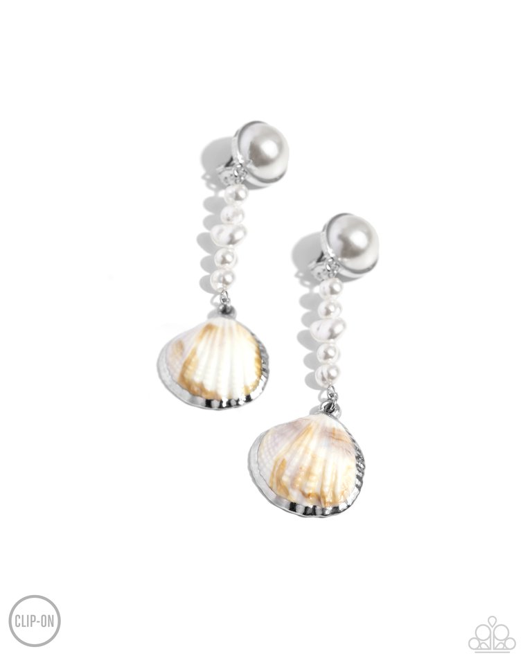 Oceanic Occasion - White - Paparazzi Earring Image