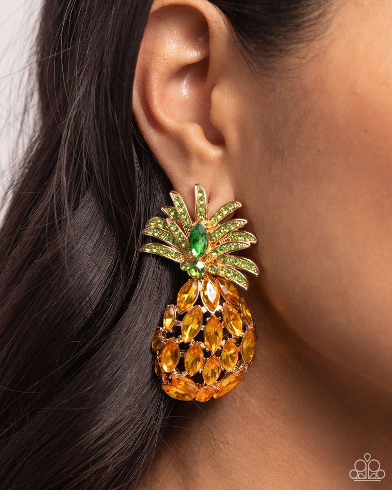 Pineapple Pizzazz - Yellow - Paparazzi Earring Image