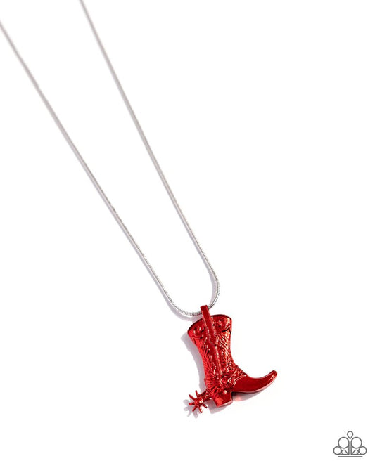 Boot Scootin Bravado - Red - Paparazzi Necklace Image