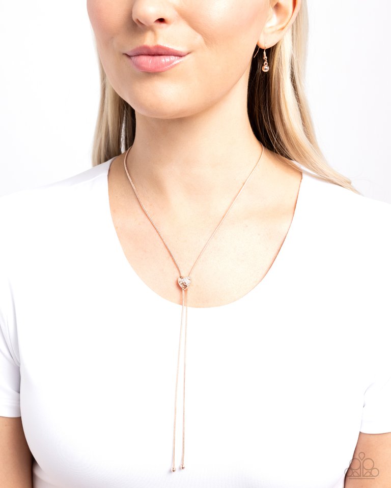 Raised Rose - Rose Gold - Paparazzi Necklace Image