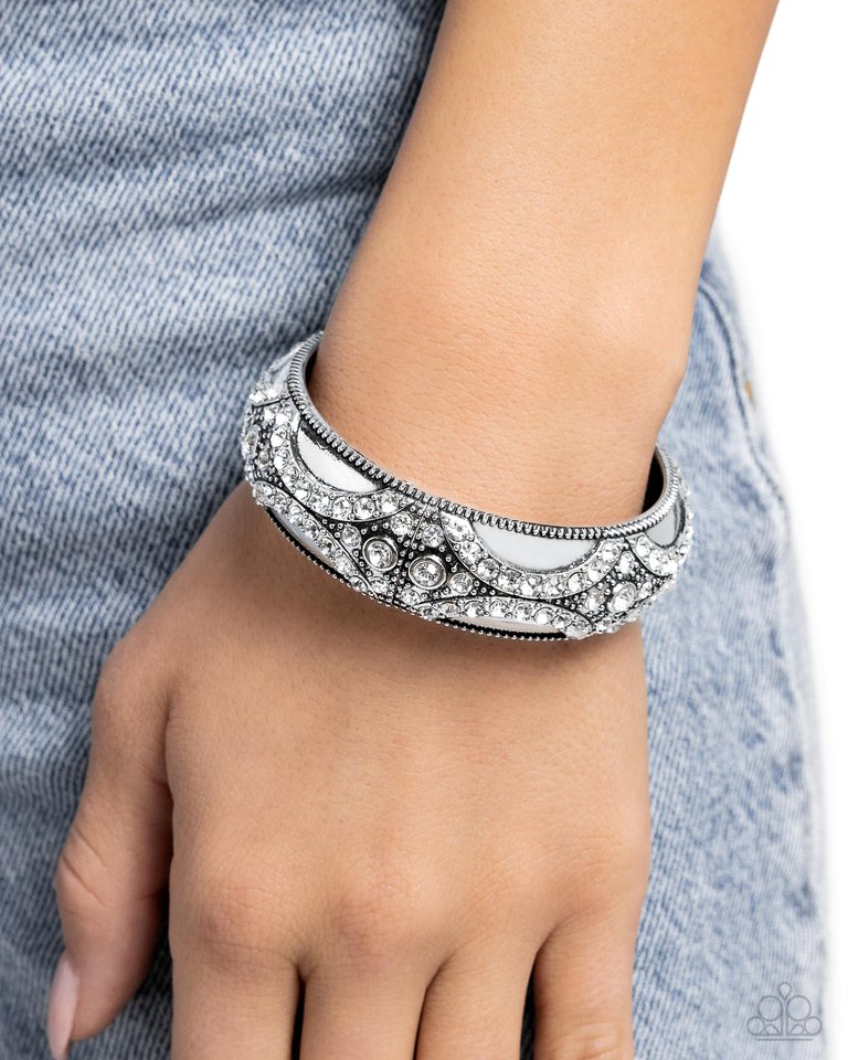 Draped in Decadence - White - Paparazzi Bracelet Image