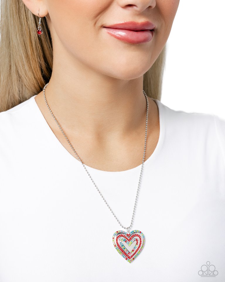 Hallucinatory Hearts - Red - Paparazzi Necklace Image