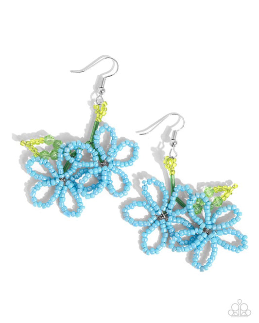 Beaded Blooms - Blue - Paparazzi Earring Image