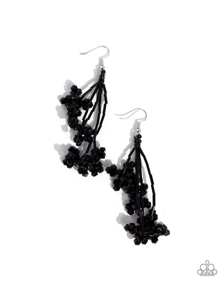 Petaled Precipitation - Black - Paparazzi Earring Image