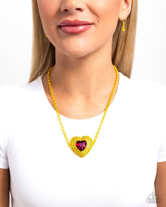 Locket Leisure - Yellow - Paparazzi Necklace Image