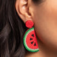 Watermelon Welcome - Red - Paparazzi Earring Image