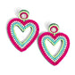 Headfirst Heart - Green - Paparazzi Earring Image